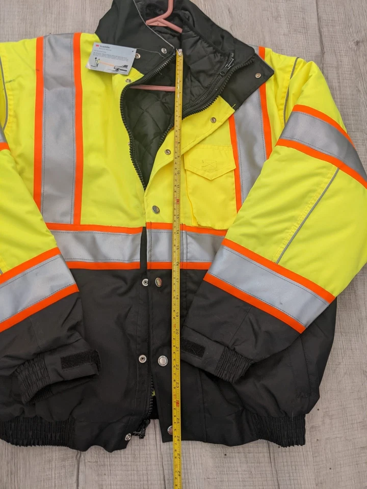 Chaqueta reflectante bombardero de seguridad aislada de alta visibilidad trabajo en carretera alta visibilidad mediana Foto 4 de 4