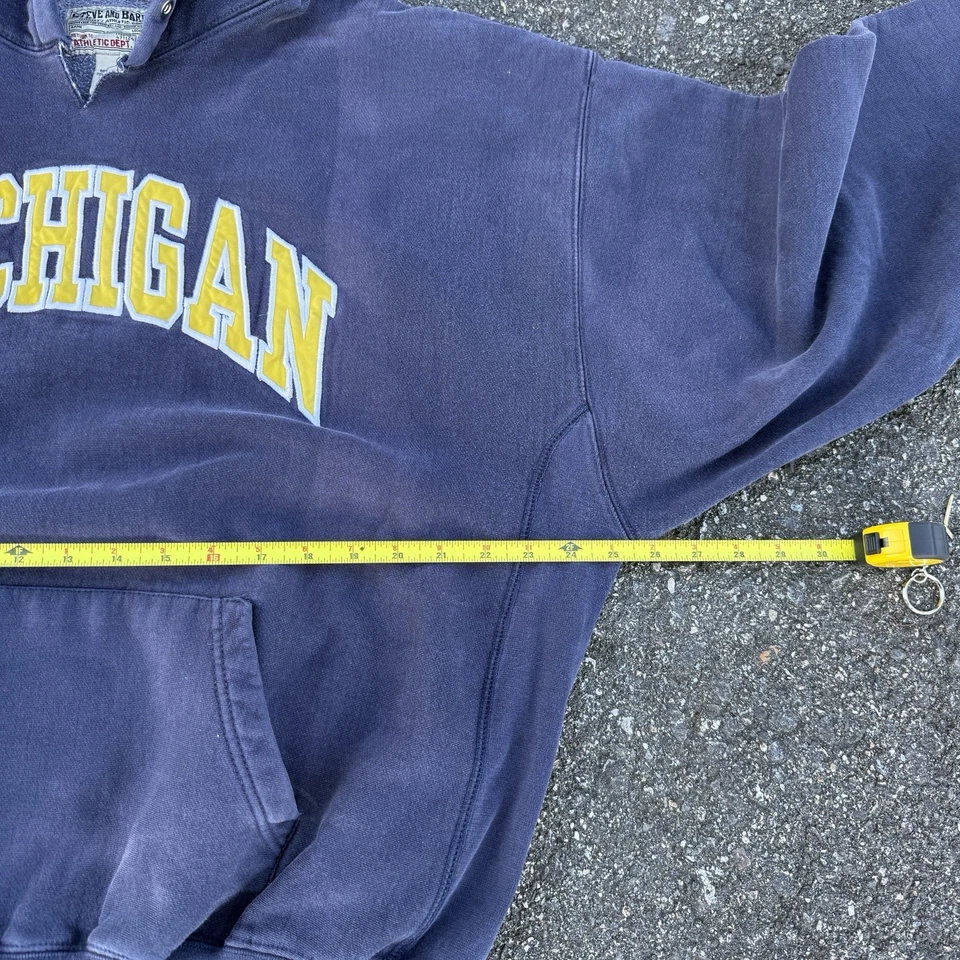 Vintage Michigan Reverse Weave Sweatshirt Hoody Sun Faded Navy Mens XL 90s USA - Image 4 of 4