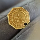 1853 California $1 One Dollar Liberty Head 90% Gold Octagonal Coin Hole Drilled