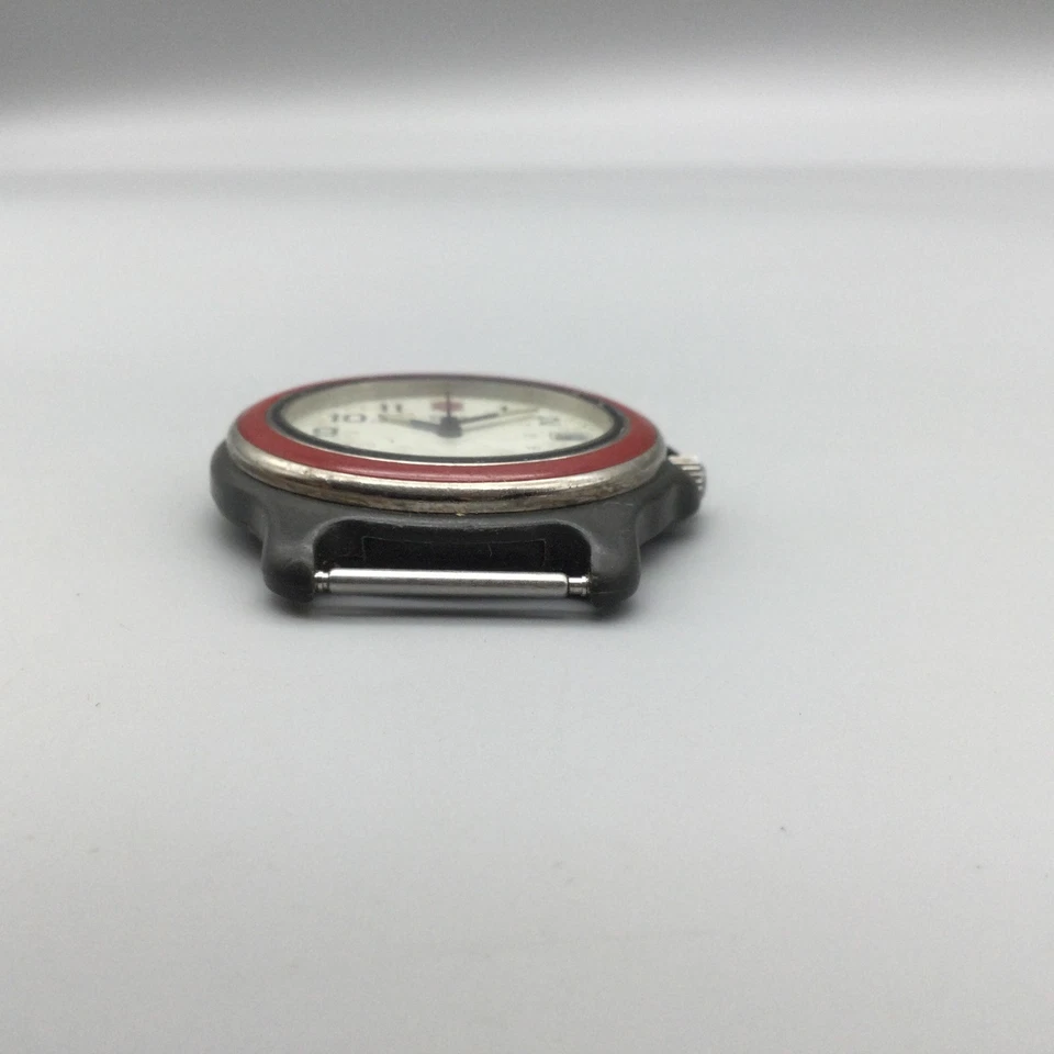 Vtg Swiss Army Watch Men 38mm Red Enamel BROKEN FOR PARTS OR REPAIR - Image 4 of 4