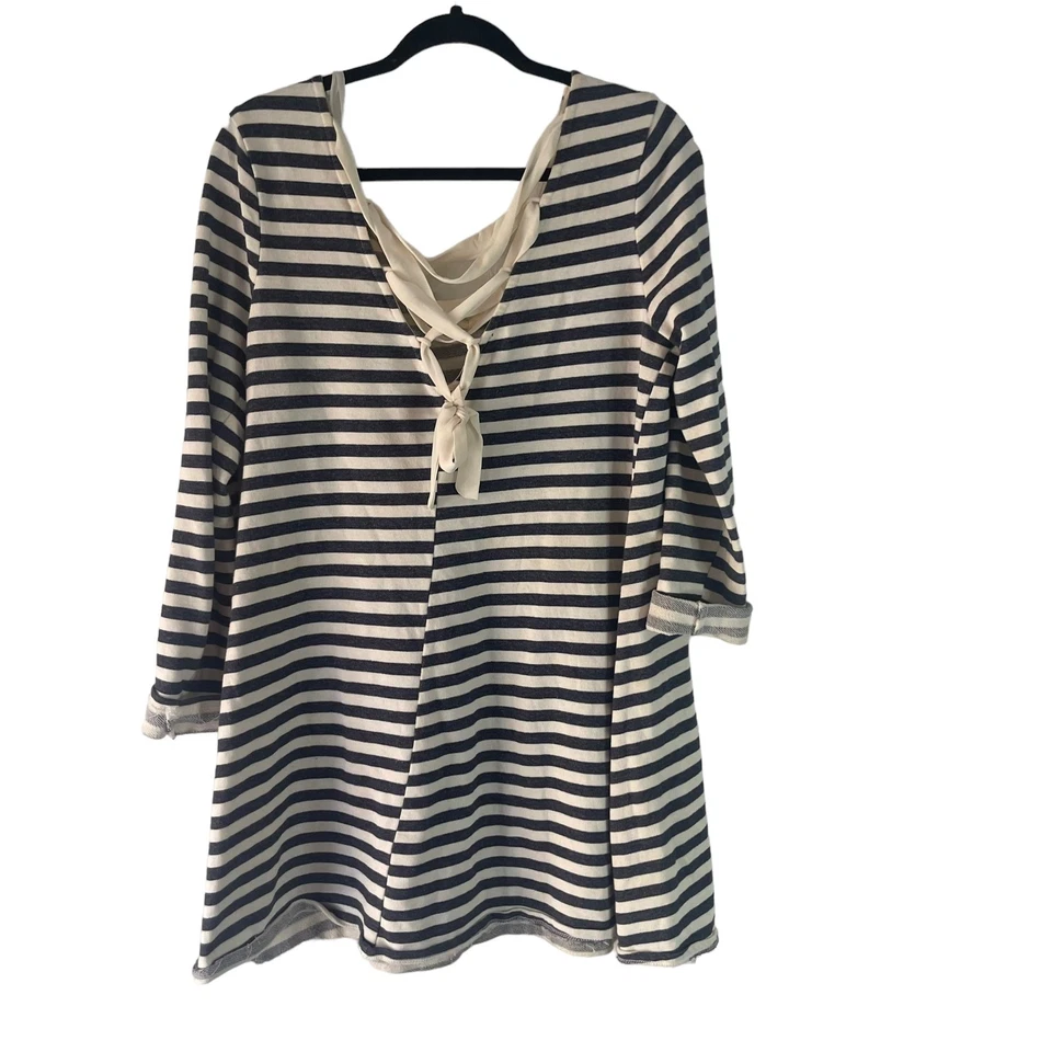 Suéter túnica A. Byer para mujer talla XL náutico a rayas cinta lazo trasero cuello en V Foto 4 de 4