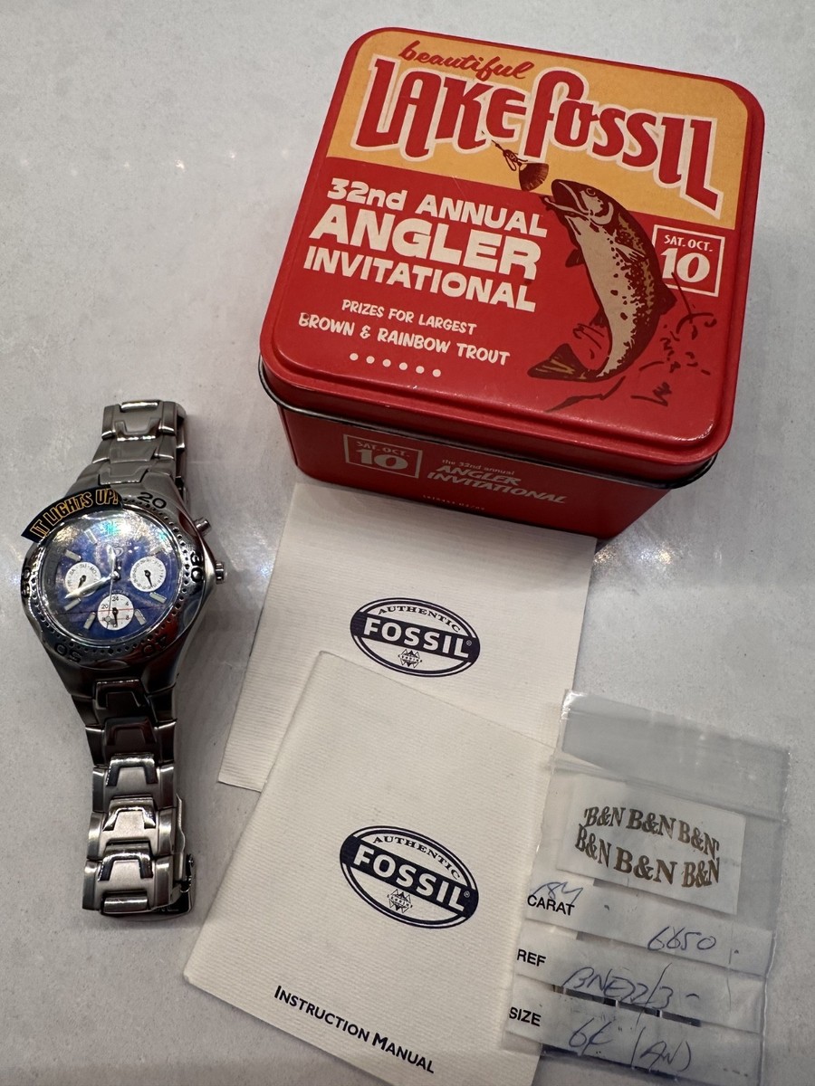Fossil Blue Stainless Steel Watch BQ-9118 Water Resistant w/ Tin