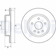 x2 Rear Brake Disc Delphi BG4761C Fits Opel Vauxhall Astra Braking System Solid