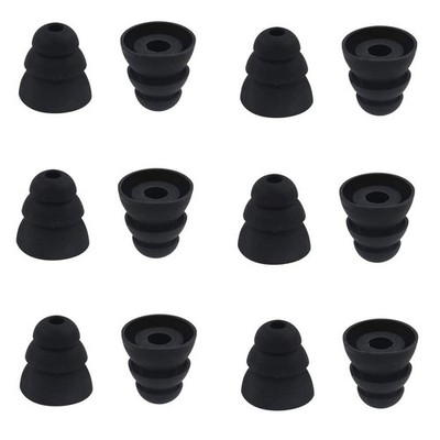 BLLQ 6 Pairs Replacement Triple Flange Ear Tips Earbuds Eartips Medium, Black 