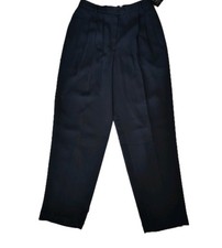 New Liz Claiborne Women Pant Navy Blue Work Trouser Pocket Pleated 14 Lined