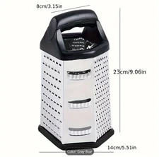 6-Sided Stainless Steel Box Grater – Cheese, Veggies, Zester, Shredder & Slicer