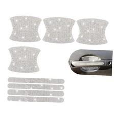 8PCS Bling Car Door Handle Protectors, Shiny Auto Doors Bowl Protective White
