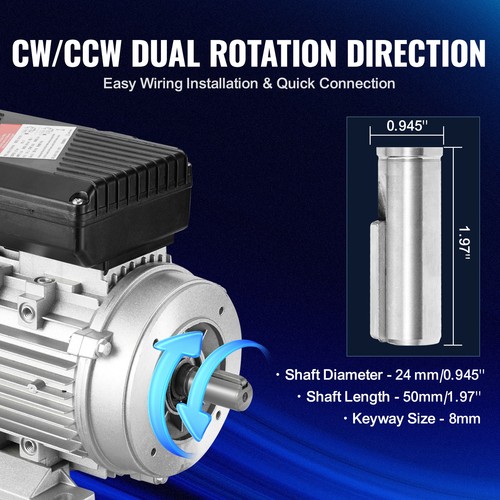 VEVOR Moteur 2,2kW 2800tr/min CA 220-240V 13,8A monophasé arbre à clavette 24mm - Photo 4/12