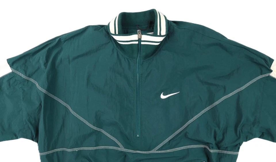 Blusa pulôver corta-vento vintage Nike EUA grande verde Swoosh 1/4 quarto zíper - Imagem 3 de 4