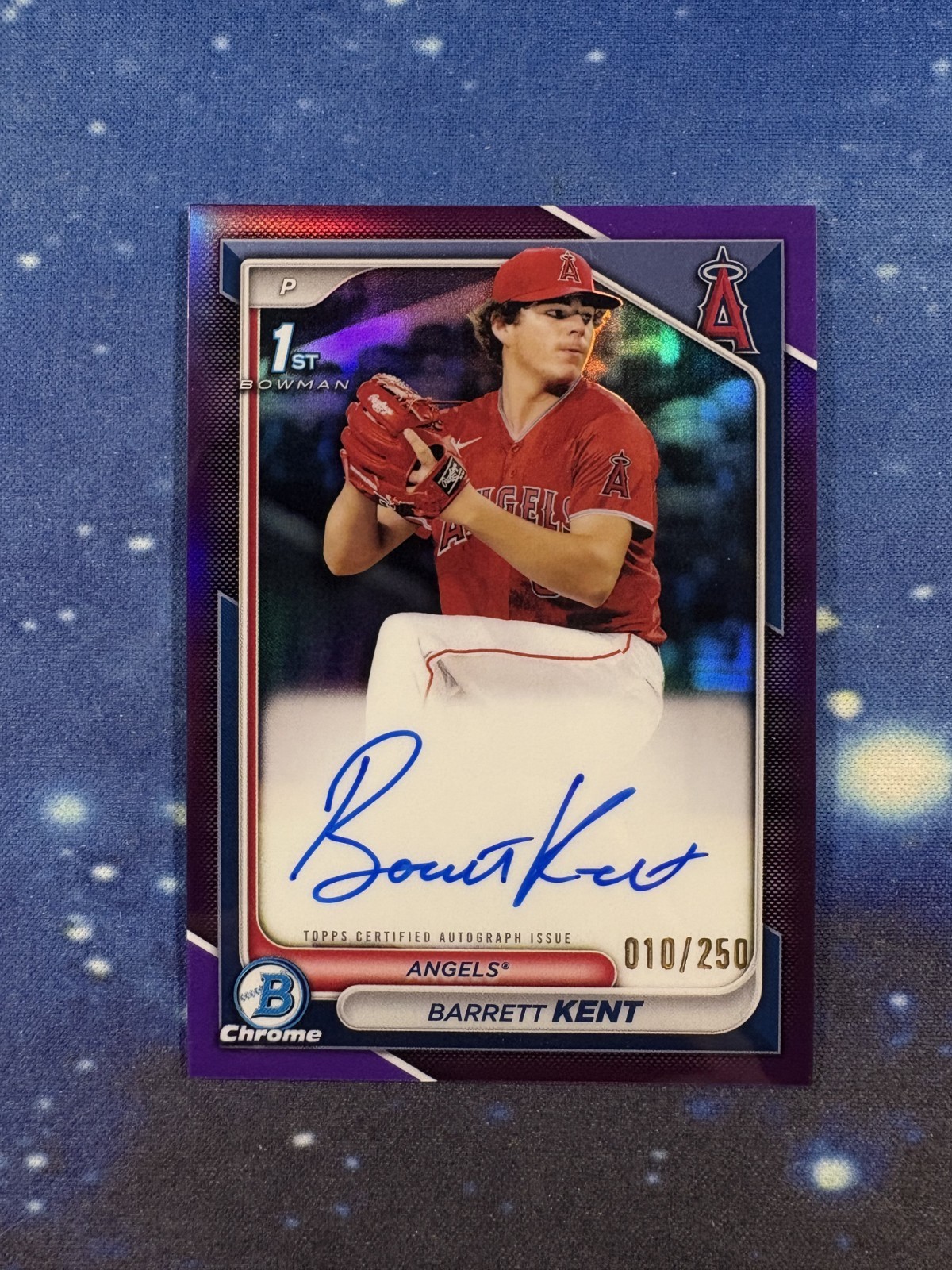 2024 Bowman Chrome #CPA-BK Barrett Kent 1st Purple Refractor Auto /250 Angels