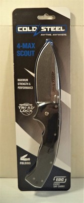 COLD STEEL  4-MAX SCOUT ,Tri-Ad Lock   4'' AUS-10A Blade , NEW & SEALED!  Griv-Ex