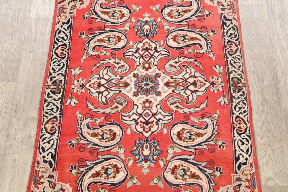 Alfombra tradicional con patrón de cachemira alfombra de vestíbulo de lana anudada a mano de 3x5 pies Foto 3 de 4