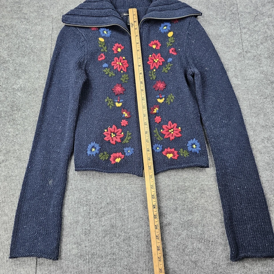 Suéter Vintage Abercrombie & Fitch Mujer Mediano Y2K Floral Cremallera Cárdigan Preppy Foto 3 de 4