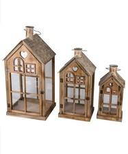 Holzlaterne XL mit Herz Laterne Windlicht Kerze Kerzenständer Holz Antik Shabby