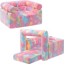 Toddler Cuddly Reading Couch, Unicorn2-in-1 Flip Detachable Bolster Kids Sofa