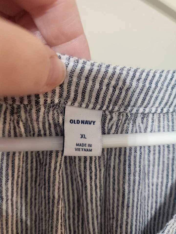 Top túnica popover azul marino antiguo para mujer talla XL azul mezcla de lino boho vacaciones resort Foto 3 de 4