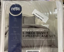 Nestl White Duvet Cover King Size - Soft King Duvet Cover Set, 5 Piece White