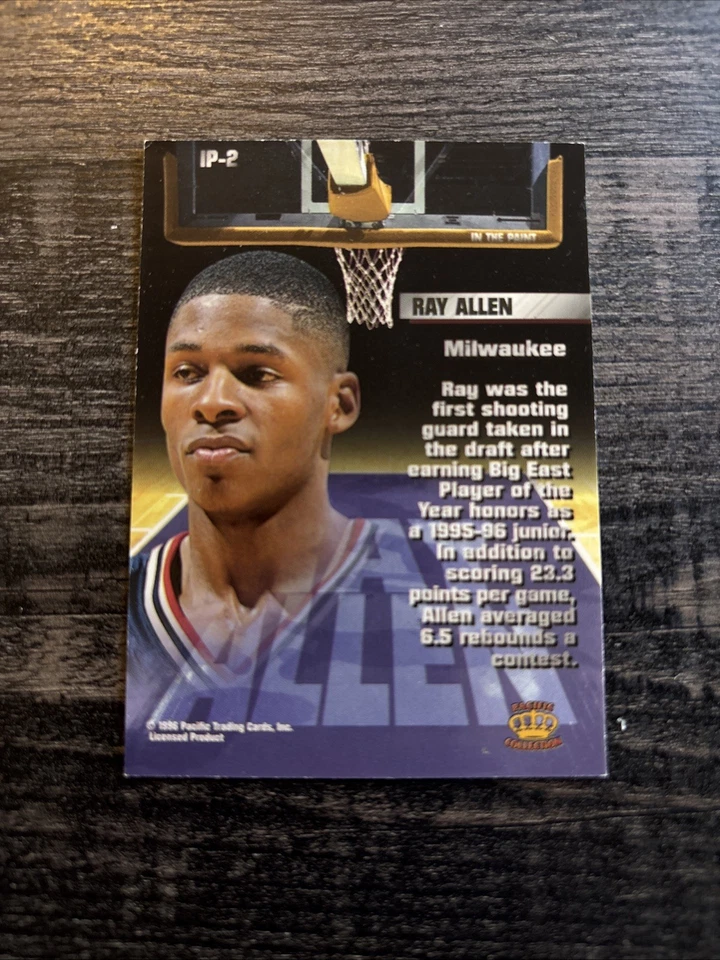 1996 Pacific Collection Ray Allen Gold-Foil #IP-2 (RC) - HOF NM Milwaukee Bucks - Imagem 2 de 2