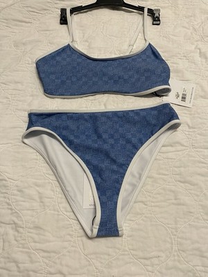 Beach Riot DENIM DAZE Hester Bikini Swim Bottom & Top US Large NWT  MSRP 196.00