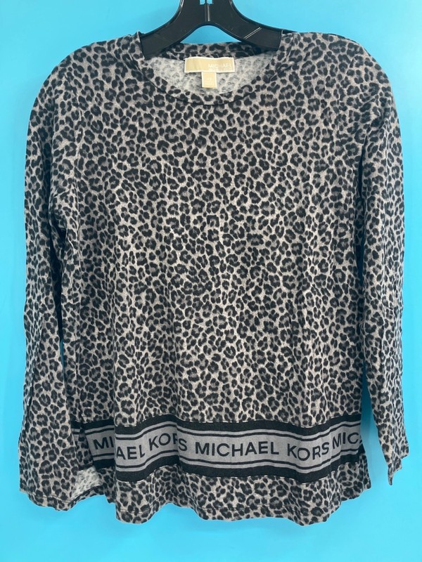 Michael Kors Womens Leopard Print LS Shirt - Size-XS