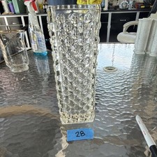 Glass Vase Decorative Bubble Pattern Glossy Finish Clear Square Textured Modern