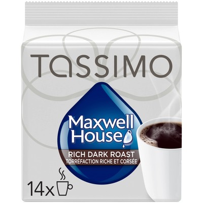 Maxwell House Dark Roast Coffee T Discs 14 Count Compatible with Tassimo Brew