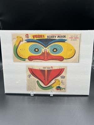 vintage Post Sugar Crisp 3-D SCARY MASK punch-out #2 - mounted & boarded