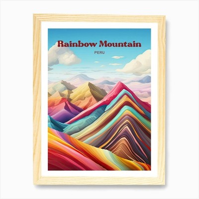 Regenbogen Berg Peru Kunst Illustrat gerahmtes Wandbild Poster Leinwanddruck Bild