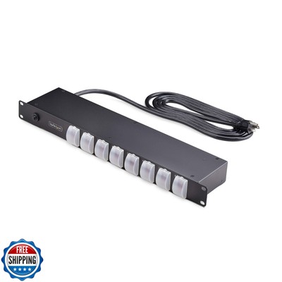StarTech.com 8-Outlet Horizontal Rack Mount PDU, 1U Power Strip, Outlet On/Of
