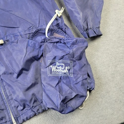 Woolrich Windbreaker Jacket Mens Medium VTG 80s Hooded Full Zip Pockets image 4