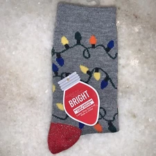 Make The Season Bright Woman's Christmas Crew Socks Size 4-10 *Festive Lights*