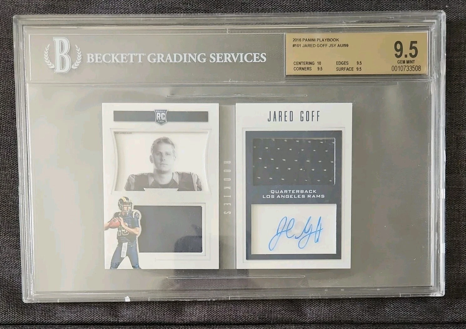 Jared Goff Panini Playbook Mammoth Material #1 Prime