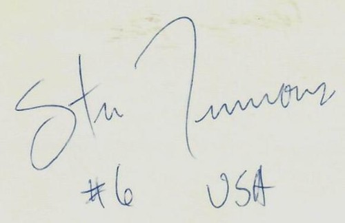 "Olympiasieger Volleyball" Steve Timmons handsigniert 3x5 Karte COA
