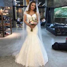 Off Shoulder Mermaid Wedding Dresses Sweetheart Lace Applique Bridal Gowns