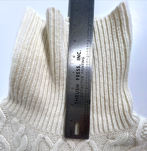 Octobre Editions Men's Size Small Cable Knit Wool Turtleneck Sweater Ecru/Cream - Picture 9 of 18