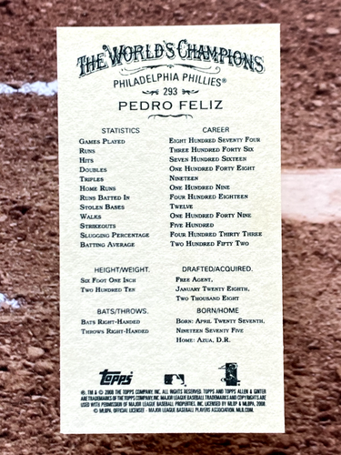 2008 Topps Allen & Ginter's Mini Pedro Feliz #293 - Bild 2 von 2