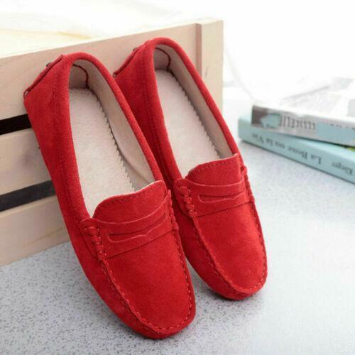 Damen Slipper Halbschuhe Mokassins Lederpumps auf Wildleder Damenschuhe flach Fahren - Bild 18 von 30