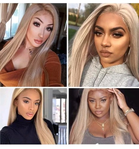 Straight Blonde Long Lace front Wig Blonde Combs Wig Soft Party 4.0 Reviews #25 - Picture 6 of 7