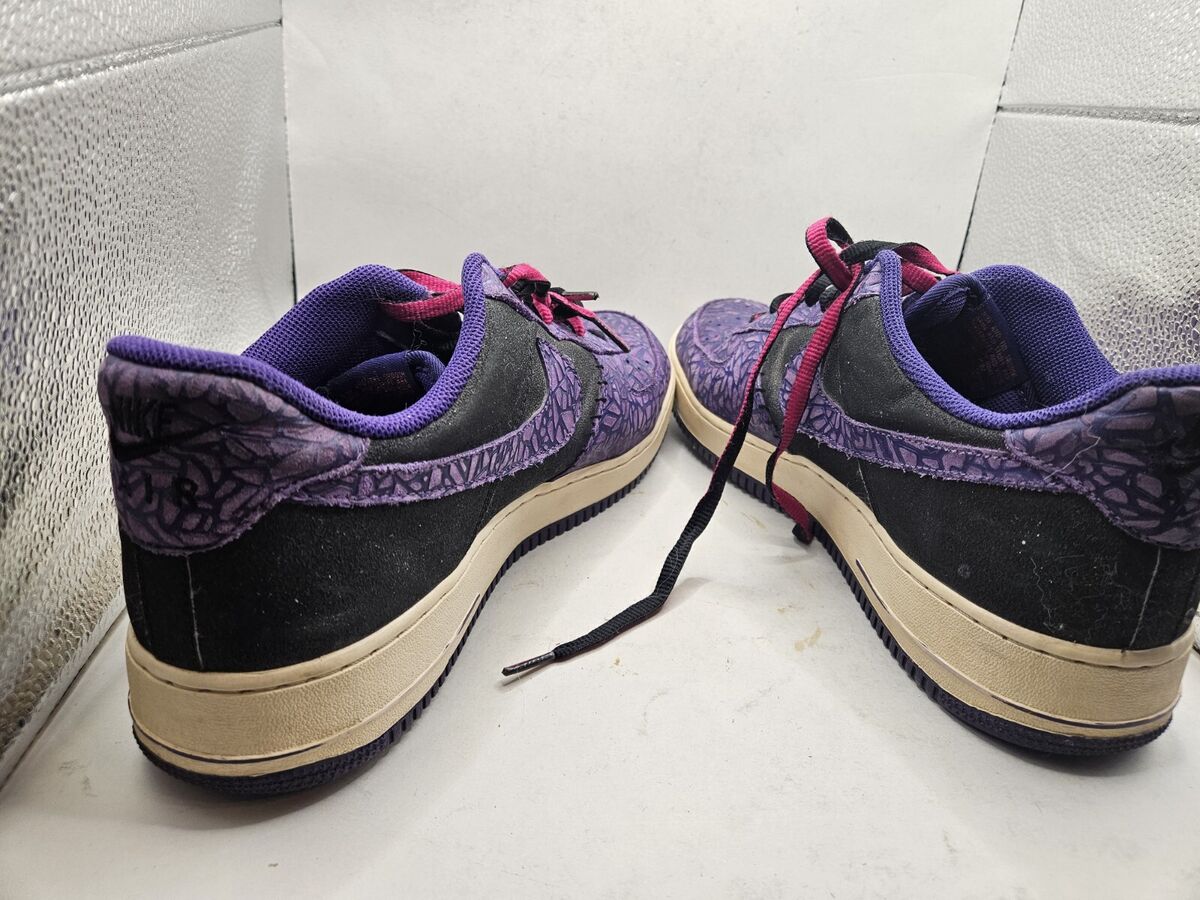 Nike Air Force 1 Crackled Black Purple Sneakers Men's Size Nike Air Force 1 Crackled Black Purple Sneakers Men's Size