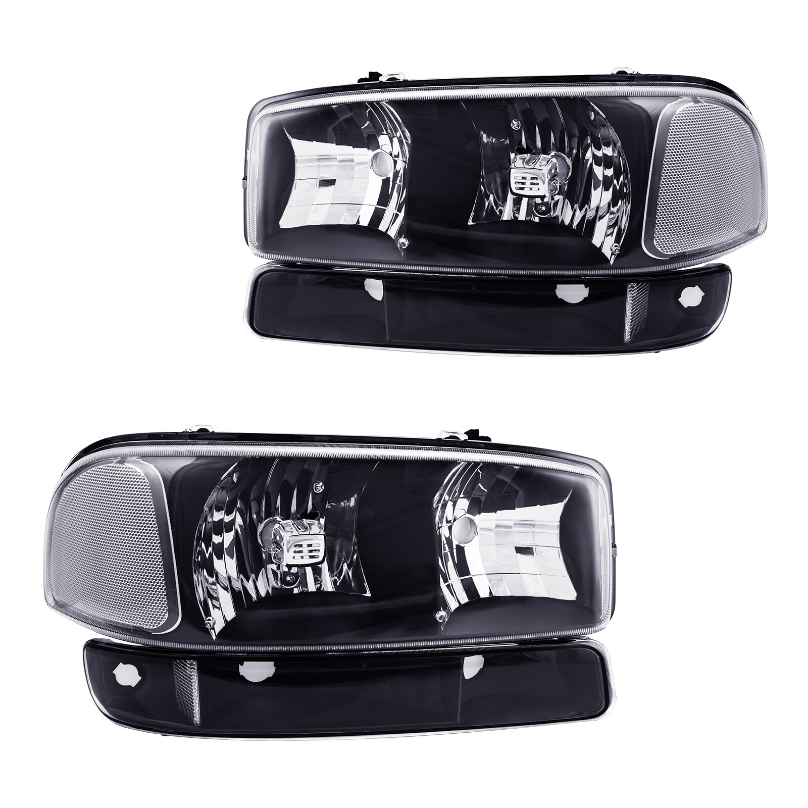 1999-2006 GMC Sierra Yukon Black Headlights & Bumper Assembly
