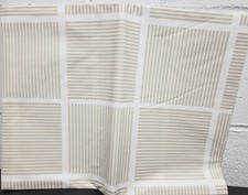 Peva Vinyl Tablecloth 52" x 70" Oblong 4-6 people BEIGE STRIPED SQUARES, BH