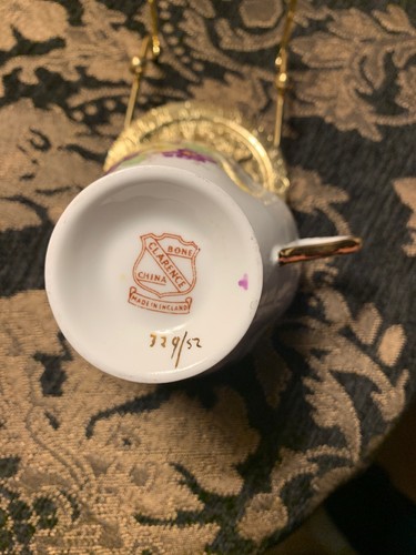 Clarence Tea Cup and Saucer - Yellow and Purple Flowers - Good Condition! - Picture 6 of 8