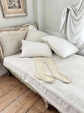 UNUSED 19th century 1800's handknitted knitted antique socks natural Wool heavy