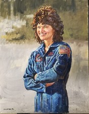Painting of Astronaut Sally Ride by Don Sontag 1/1 Used in School Book Rare