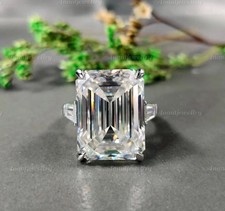 2Ct Emerald Cut Lab Created Diamond Engagement Ring 14K White Gold Plated