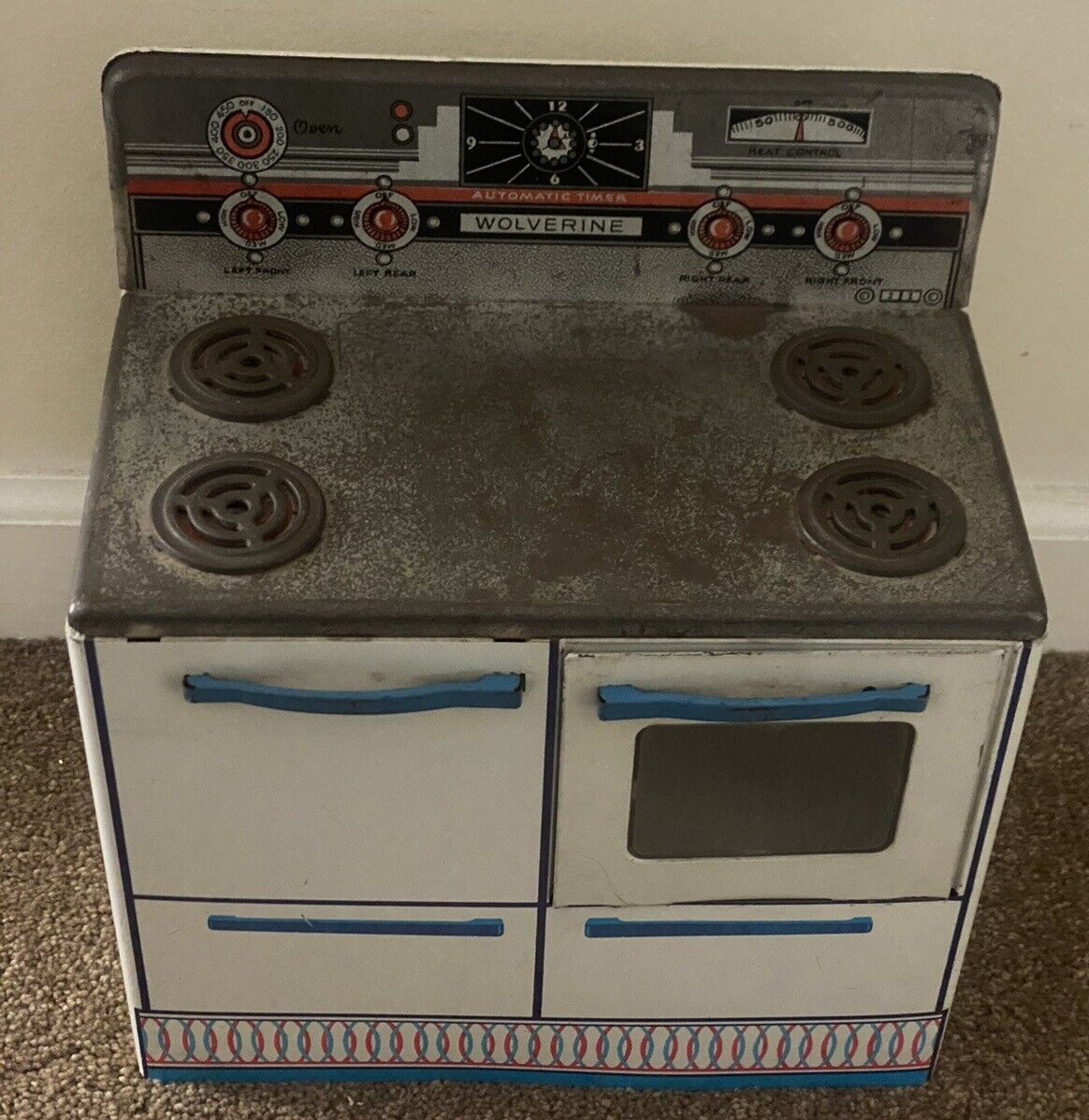 VTG 1950s/60s Wolverine Toy Playtime Metal Kitchen Set Stove