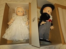 Wedding Decor Vintage Kewpie Cameo Doll Bride and Groom 15" Tall 6104 6105 MIB
