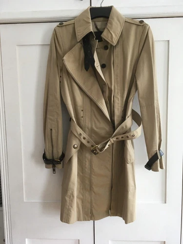 Rare Burberry Prorsum Fitted Trench Mac UK 10 Irridescent Buttermilk/Beige - Picture 3 of 17