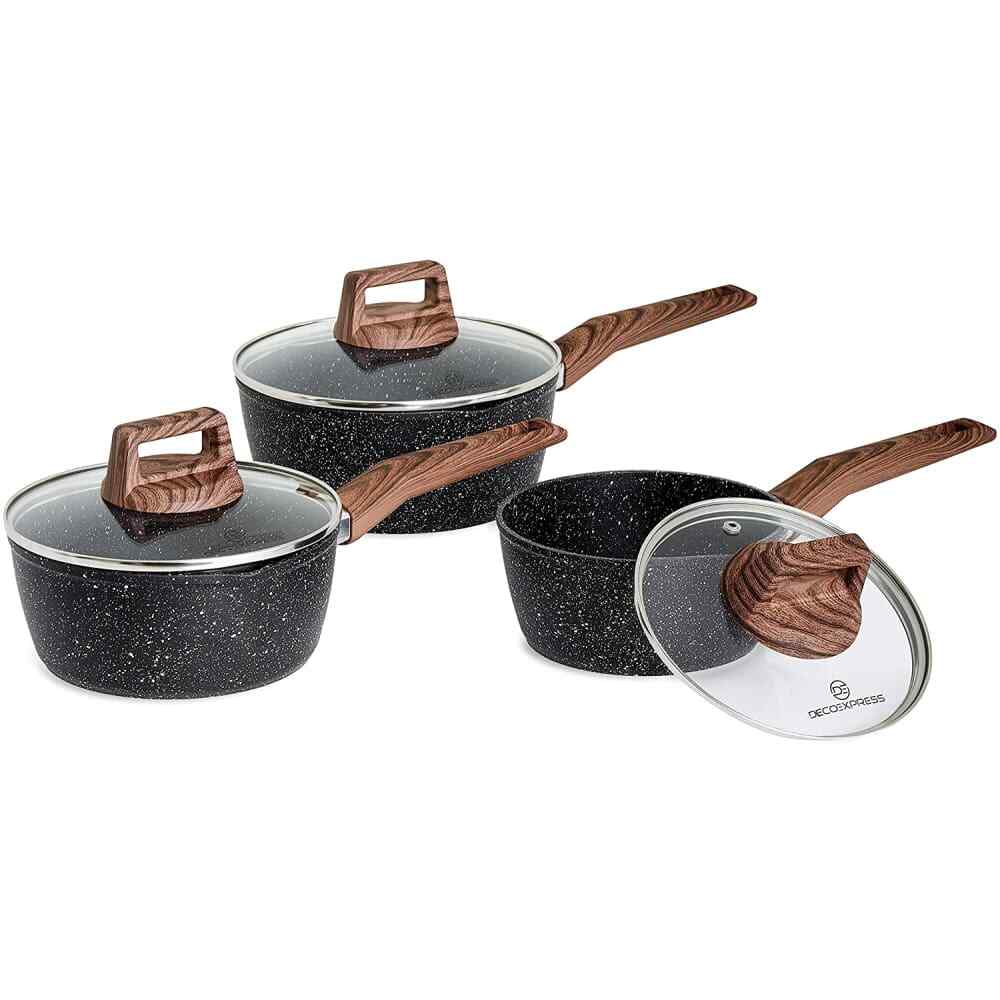 DecoExpress Non Stick Saucepans, Prime Quality Cookware Set (3 Set