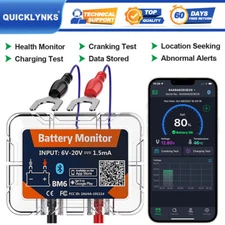 QUICKLYNKS BM6 Bluetooth 12V Car Battery Tester Health Monitor for IOS Android